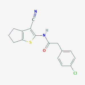 molecular formula C16H13ClN2OS B213780 2-(4-chlorophenyl)-N-(3-cyano-5,6-dihydro-4H-cyclopenta[b]thiophen-2-yl)acetamide 