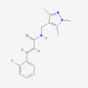 molecular formula C16H18FN3O B213788 3-(2-fluorophenyl)-N-[(1,3,5-trimethyl-1H-pyrazol-4-yl)methyl]acrylamide 