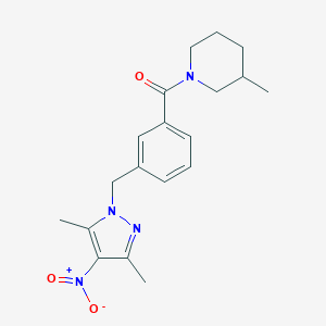 molecular formula C19H24N4O3 B213795 1-[3-({4-nitro-3,5-dimethyl-1H-pyrazol-1-yl}methyl)benzoyl]-3-methylpiperidine 