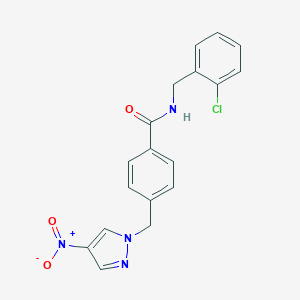 molecular formula C18H15ClN4O3 B213800 N-(2-chlorobenzyl)-4-({4-nitro-1H-pyrazol-1-yl}methyl)benzamide 