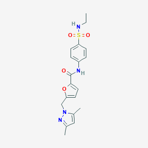 molecular formula C19H22N4O4S B213801 5-[(3,5-dimethyl-1H-pyrazol-1-yl)methyl]-N-[4-(ethylsulfamoyl)phenyl]furan-2-carboxamide 