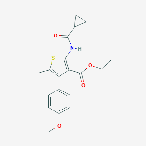 molecular formula C19H21NO4S B213804 Ethyl 2-[(cyclopropylcarbonyl)amino]-4-(4-methoxyphenyl)-5-methyl-3-thiophenecarboxylate 