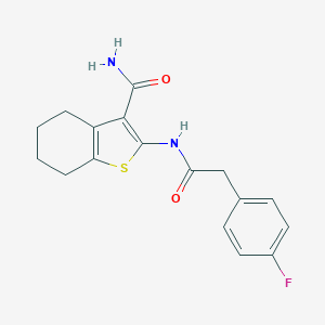 molecular formula C17H17FN2O2S B213817 2-{[(4-Fluorophenyl)acetyl]amino}-4,5,6,7-tetrahydro-1-benzothiophene-3-carboxamide 