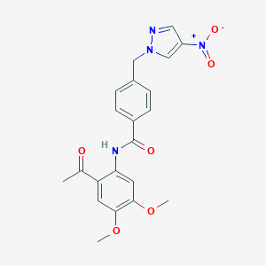 molecular formula C21H20N4O6 B213819 N-(2-acetyl-4,5-dimethoxyphenyl)-4-({4-nitro-1H-pyrazol-1-yl}methyl)benzamide 
