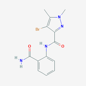 molecular formula C13H13BrN4O2 B213826 4-bromo-N-(2-carbamoylphenyl)-1,5-dimethyl-1H-pyrazole-3-carboxamide 