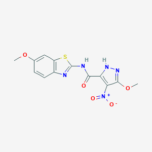 molecular formula C13H11N5O5S B213827 3-methoxy-N-(6-methoxy-1,3-benzothiazol-2-yl)-4-nitro-1H-pyrazole-5-carboxamide 
