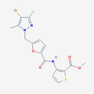 molecular formula C17H16BrN3O4S B213829 methyl 3-({5-[(4-bromo-3,5-dimethyl-1H-pyrazol-1-yl)methyl]-2-furoyl}amino)-2-thiophenecarboxylate 