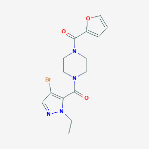 molecular formula C15H17BrN4O3 B213836 1-[(4-bromo-1-ethyl-1H-pyrazol-5-yl)carbonyl]-4-(2-furoyl)piperazine 
