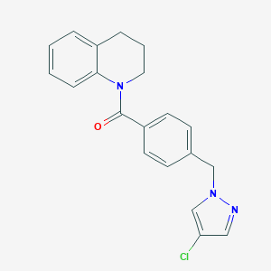 molecular formula C20H18ClN3O B213839 1-{4-[(4-chloro-1H-pyrazol-1-yl)methyl]benzoyl}-1,2,3,4-tetrahydroquinoline 
