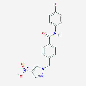molecular formula C17H13FN4O3 B213841 N-(4-fluorophenyl)-4-({4-nitro-1H-pyrazol-1-yl}methyl)benzamide 