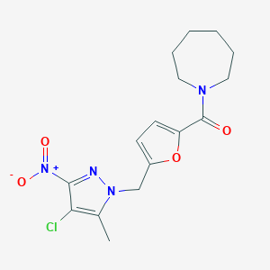 molecular formula C16H19ClN4O4 B213850 1-[5-({4-chloro-3-nitro-5-methyl-1H-pyrazol-1-yl}methyl)-2-furoyl]azepane 