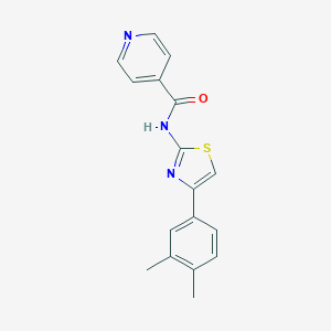 molecular formula C17H15N3OS B213854 N-[4-(3,4-dimethylphenyl)-1,3-thiazol-2-yl]pyridine-4-carboxamide 