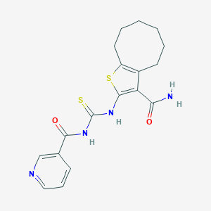 N-[(3-carbamoyl-4,5,6,7,8,9-hexahydrocycloocta[b]thiophen-2-yl)carbamothioyl]pyridine-3-carboxamide