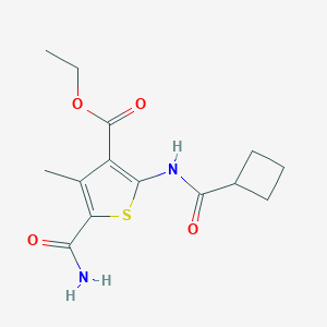 molecular formula C14H18N2O4S B213858 Ethyl 5-(aminocarbonyl)-2-[(cyclobutylcarbonyl)amino]-4-methyl-3-thiophenecarboxylate 