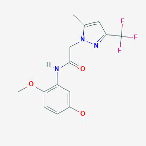 molecular formula C15H16F3N3O3 B213861 N-(2,5-dimethoxyphenyl)-2-[5-methyl-3-(trifluoromethyl)-1H-pyrazol-1-yl]acetamide 