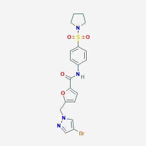 molecular formula C19H19BrN4O4S B213871 5-[(4-bromo-1H-pyrazol-1-yl)methyl]-N-[4-(1-pyrrolidinylsulfonyl)phenyl]-2-furamide 