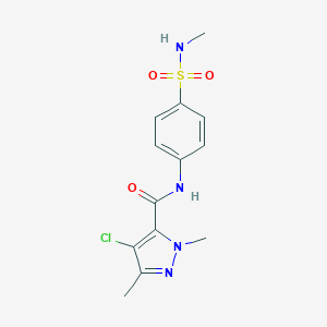 molecular formula C13H15ClN4O3S B213876 4-chloro-1,3-dimethyl-N-{4-[(methylamino)sulfonyl]phenyl}-1H-pyrazole-5-carboxamide 