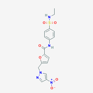 molecular formula C17H17N5O6S B213880 N-{4-[(ethylamino)sulfonyl]phenyl}-5-[(4-nitro-1H-pyrazol-1-yl)methyl]-2-furamide 