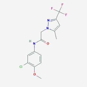 molecular formula C14H13ClF3N3O2 B213883 N-(3-chloro-4-methoxyphenyl)-2-[5-methyl-3-(trifluoromethyl)-1H-pyrazol-1-yl]acetamide 
