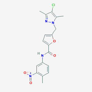 molecular formula C18H17ClN4O4 B213892 5-[(4-chloro-3,5-dimethyl-1H-pyrazol-1-yl)methyl]-N-(4-methyl-3-nitrophenyl)furan-2-carboxamide 