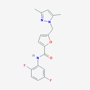 molecular formula C17H15F2N3O2 B213897 N-(2,5-difluorophenyl)-5-[(3,5-dimethyl-1H-pyrazol-1-yl)methyl]-2-furamide 