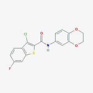 molecular formula C17H11ClFNO3S B213902 3-chloro-N-(2,3-dihydro-1,4-benzodioxin-6-yl)-6-fluoro-1-benzothiophene-2-carboxamide 