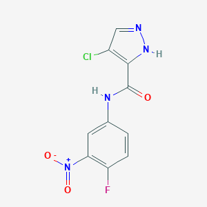 4-chloro-N-{4-fluoro-3-nitrophenyl}-1H-pyrazole-3-carboxamide