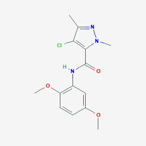 molecular formula C14H16ClN3O3 B213910 4-chloro-N-(2,5-dimethoxyphenyl)-1,3-dimethyl-1H-pyrazole-5-carboxamide 
