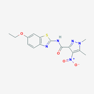 molecular formula C15H15N5O4S B213913 N-(6-ethoxy-1,3-benzothiazol-2-yl)-1,5-dimethyl-4-nitro-1H-pyrazole-3-carboxamide 
