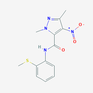 1,3-dimethyl-N-[2-(methylsulfanyl)phenyl]-4-nitro-1H-pyrazole-5-carboxamide