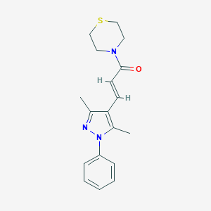 molecular formula C18H21N3OS B213919 4-[3-(3,5-dimethyl-1-phenyl-1H-pyrazol-4-yl)acryloyl]thiomorpholine 