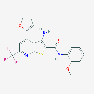 molecular formula C20H14F3N3O3S B213928 3-amino-4-(furan-2-yl)-N-(2-methoxyphenyl)-6-(trifluoromethyl)thieno[2,3-b]pyridine-2-carboxamide 
