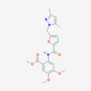molecular formula C21H23N3O6 B213949 methyl 2-({5-[(3,5-dimethyl-1H-pyrazol-1-yl)methyl]-2-furoyl}amino)-4,5-dimethoxybenzoate 