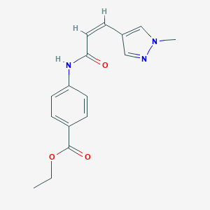 molecular formula C16H17N3O3 B213951 ethyl 4-{[3-(1-methyl-1H-pyrazol-4-yl)acryloyl]amino}benzoate 