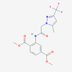 molecular formula C17H16F3N3O5 B213956 dimethyl 2-({[5-methyl-3-(trifluoromethyl)-1H-pyrazol-1-yl]acetyl}amino)terephthalate 
