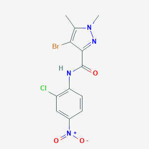 molecular formula C12H10BrClN4O3 B213957 4-bromo-N-(2-chloro-4-nitrophenyl)-1,5-dimethyl-1H-pyrazole-3-carboxamide 