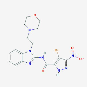 molecular formula C17H18BrN7O4 B213958 4-bromo-N-[1-(2-morpholin-4-ylethyl)benzimidazol-2-yl]-3-nitro-1H-pyrazole-5-carboxamide 