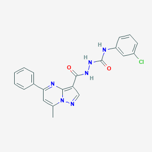 molecular formula C21H17ClN6O2 B213968 N-(3-chlorophenyl)-2-[(7-methyl-5-phenylpyrazolo[1,5-a]pyrimidin-3-yl)carbonyl]hydrazinecarboxamide 