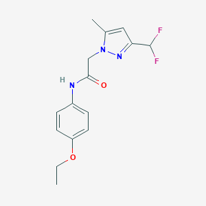 molecular formula C15H17F2N3O2 B213973 2-[3-(difluoromethyl)-5-methyl-1H-pyrazol-1-yl]-N-(4-ethoxyphenyl)acetamide 