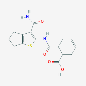 molecular formula C16H18N2O4S B213978 6-[(3-carbamoyl-5,6-dihydro-4H-cyclopenta[b]thiophen-2-yl)carbamoyl]cyclohex-3-ene-1-carboxylic acid 