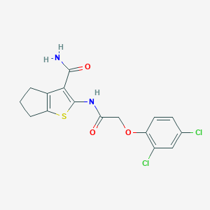 molecular formula C16H14Cl2N2O3S B213980 2-{[(2,4-dichlorophenoxy)acetyl]amino}-5,6-dihydro-4H-cyclopenta[b]thiophene-3-carboxamide 
