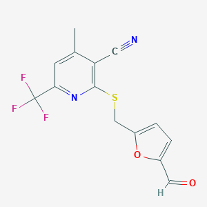 2-{[(5-Formyl-2-furyl)methyl]sulfanyl}-4-methyl-6-(trifluoromethyl)nicotinonitrile