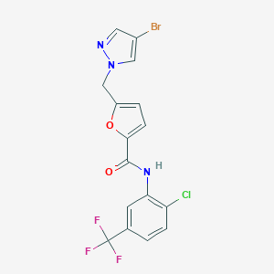 molecular formula C16H10BrClF3N3O2 B213987 5-[(4-bromo-1H-pyrazol-1-yl)methyl]-N-[2-chloro-5-(trifluoromethyl)phenyl]-2-furamide 
