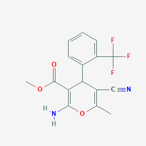 molecular formula C16H13F3N2O3 B213997 methyl 2-amino-5-cyano-6-methyl-4-[2-(trifluoromethyl)phenyl]-4H-pyran-3-carboxylate 