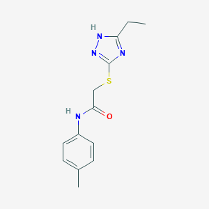 molecular formula C13H16N4OS B214004 2-[(5-ethyl-4H-1,2,4-triazol-3-yl)sulfanyl]-N-(4-methylphenyl)acetamide 