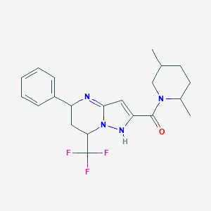 molecular formula C21H25F3N4O B214007 (2,5-dimethylpiperidin-1-yl)-[5-phenyl-7-(trifluoromethyl)-1,5,6,7-tetrahydropyrazolo[1,5-a]pyrimidin-2-yl]methanone 