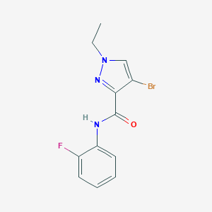 molecular formula C12H11BrFN3O B214012 4-bromo-1-ethyl-N-(2-fluorophenyl)-1H-pyrazole-3-carboxamide 