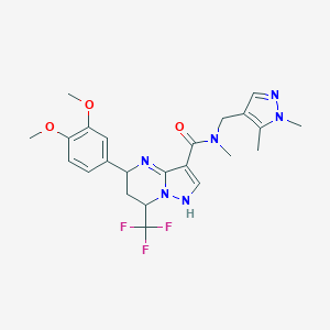 5-(3,4-dimethoxyphenyl)-N-[(1,5-dimethylpyrazol-4-yl)methyl]-N-methyl-7-(trifluoromethyl)-1,5,6,7-tetrahydropyrazolo[1,5-a]pyrimidine-3-carboxamide