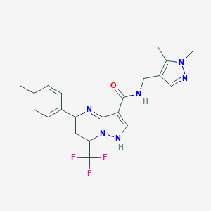 molecular formula C21H23F3N6O B214018 N-[(1,5-dimethylpyrazol-4-yl)methyl]-5-(4-methylphenyl)-7-(trifluoromethyl)-1,5,6,7-tetrahydropyrazolo[1,5-a]pyrimidine-3-carboxamide 