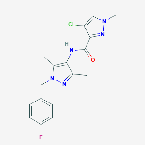 molecular formula C17H17ClFN5O B214019 4-chloro-N-[1-(4-fluorobenzyl)-3,5-dimethyl-1H-pyrazol-4-yl]-1-methyl-1H-pyrazole-3-carboxamide 
